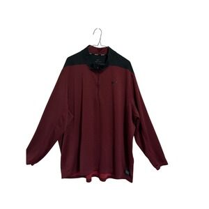 Nike Golf Pullover Mens 3XL Burgundy Black Dri-FIT 1/4 Zip Colorblock Mock Neck